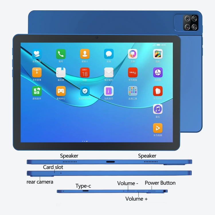 BDF P40 4G LTE Tablet PC 10.1 inch, Android 11 MTK6755 Octa Core, Support Dual SIM, EU Plug