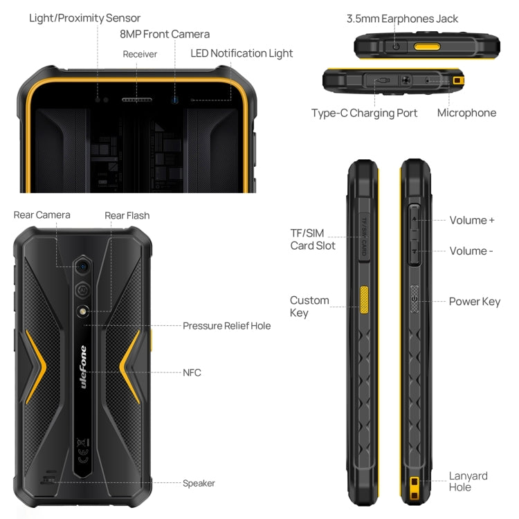 Ulefone Armor X12 Pro, 5.45 inch Android 13, 4GB+64GB, G36 Octa Core, NFC