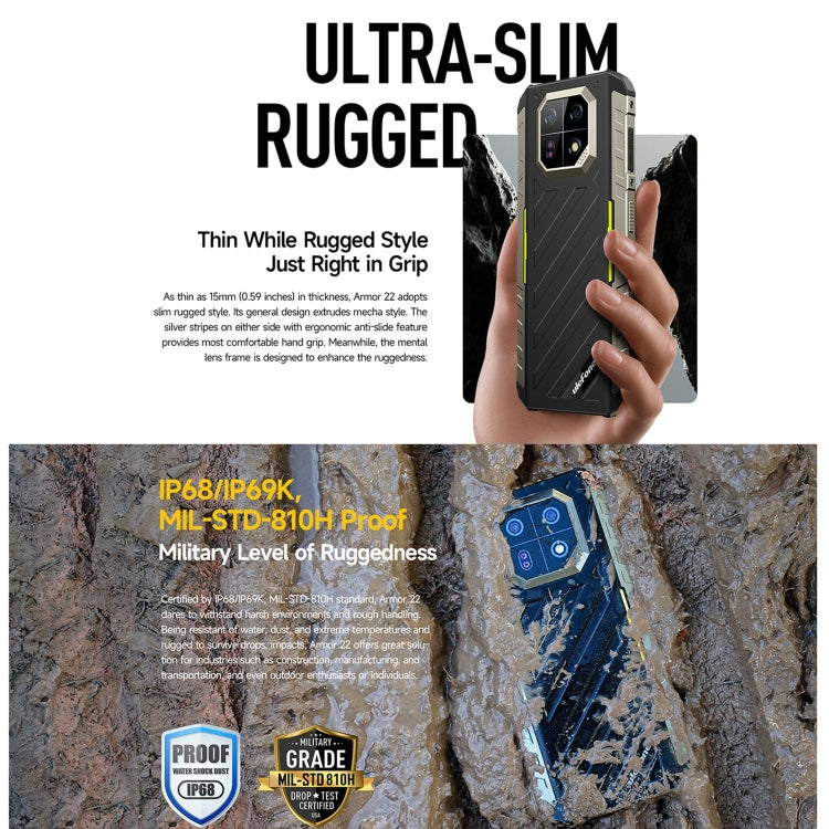 Ulefone Armor 22, IP68/IP69K Rugged Phone, 6.58 inch Android 13 Octa Core, NFC