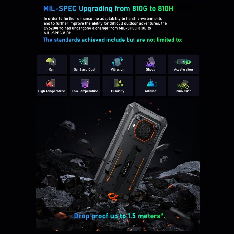 Blackview BV6200 Pro, IP68/IP69K/MIL-STD-810H, 6.56 inch Android 13 MediaTek Helio P35 Octa Core, Network: 4G, OTG, NFC, 6GB+128GB