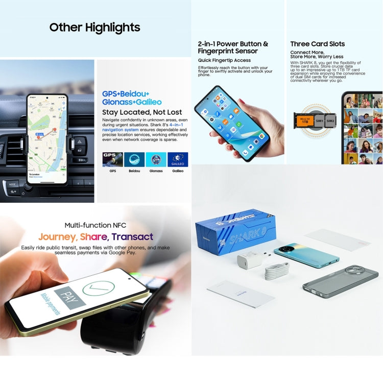 Blackview SHARK 8, Fingerprint Identification, 6.78 inch Android 13 MTK6789 Helio G99 Octa Core up to 2.2GHz, Network: 4G, OTG, 8GB+256GB