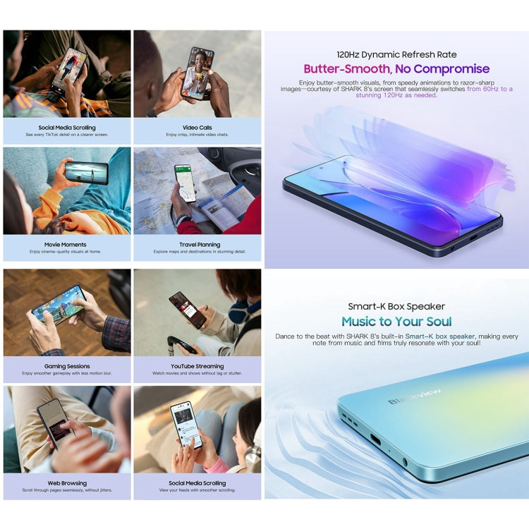 Blackview SHARK 8, Fingerprint Identification, 6.78 inch Android 13 MTK6789 Helio G99 Octa Core up to 2.2GHz, Network: 4G, OTG, 8GB+256GB