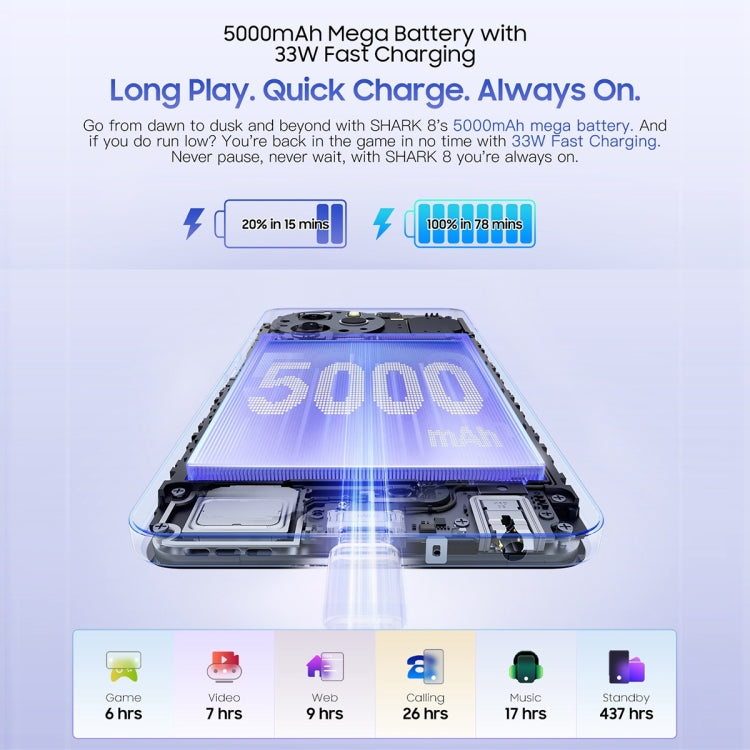 Blackview SHARK 8, Fingerprint Identification, 6.78 inch Android 13 MTK6789 Helio G99 Octa Core up to 2.2GHz, Network: 4G, OTG, 8GB+256GB