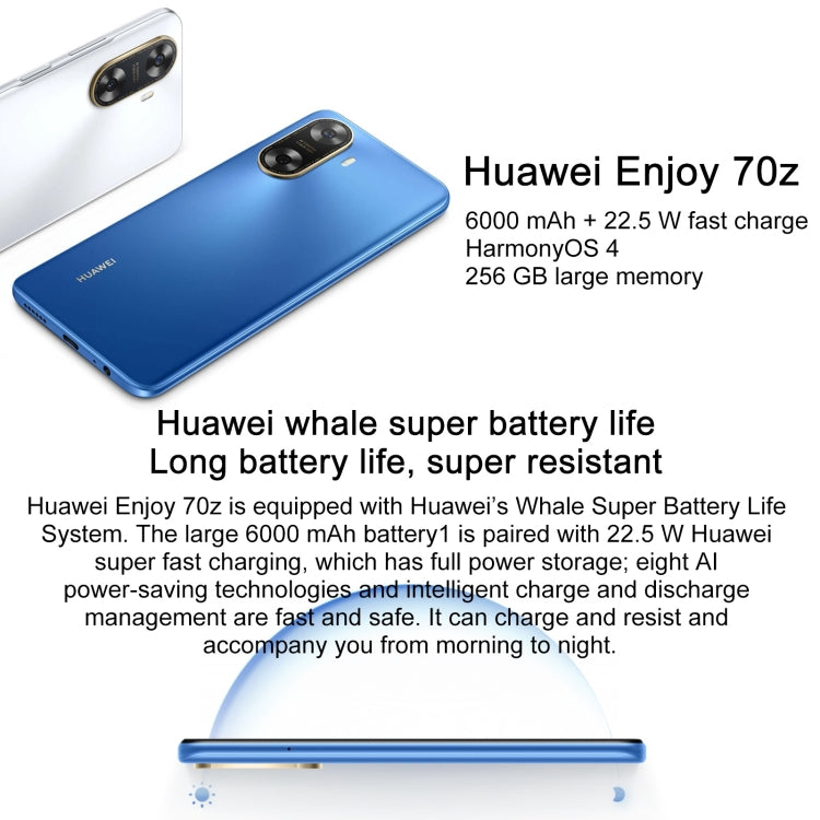 HUAWEI Enjoy 70z, Side Fingerprint Identification, 6.75 inch HarmonyOS 4.0 Octa Core 2.4GHz, Network: 4G, Not Support Google Play, 8GB+128GB, 8GB+256GB