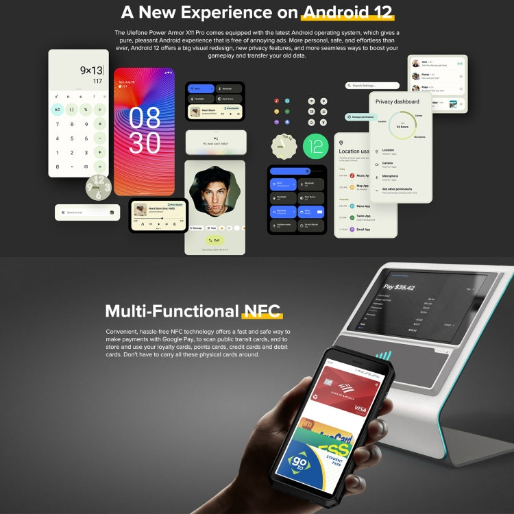 Ulefone Power Armor X11, 4G, 5.45 inch Android 12, Dual Back Cameras, Face Unlock, Octa Core up to 2.0GHz, NFC
