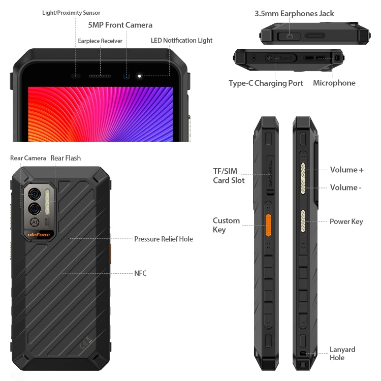 Ulefone Power Armor X11, 4G, 5.45 inch Android 12, Dual Back Cameras, Face Unlock, Octa Core up to 2.0GHz, NFC