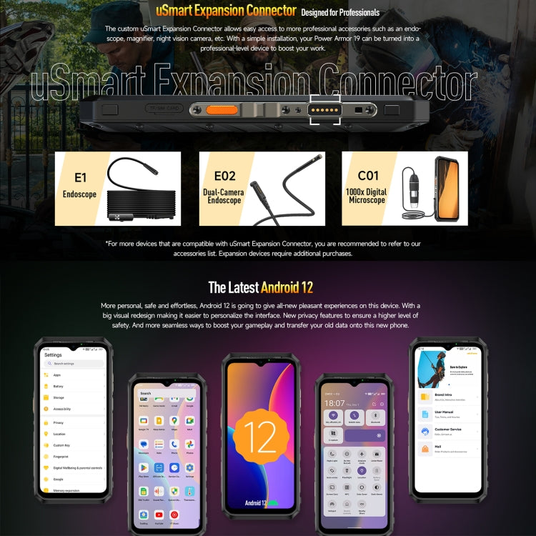 Ulefone Power Armor 19, 6.58 inch Android 12, 4G, Triple Back Cameras, 9600mAh Battery, Side Fingerprint Identification, Octa Core up to 2.2GHz, NFC