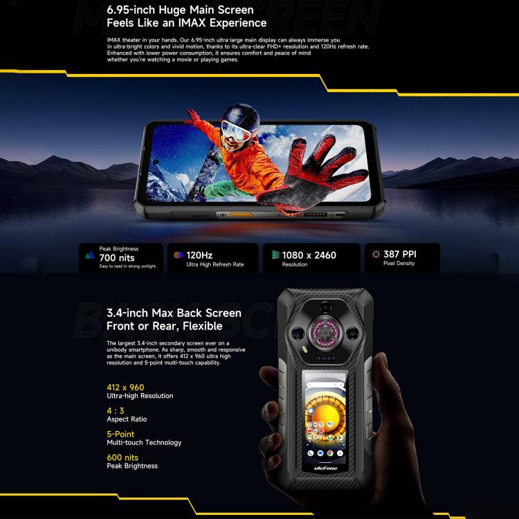 Dual Back Cameras, IP68/IP69K Waterproof Dustproof Shockproof,  Face ID & Fingerprint Identification, 6.58 inch Android 13 MediaTek Helio G99 Octa Core up to 2.2GHz, Network: 4G, OTG, NFC, Global Version with Google Play, Armor 21