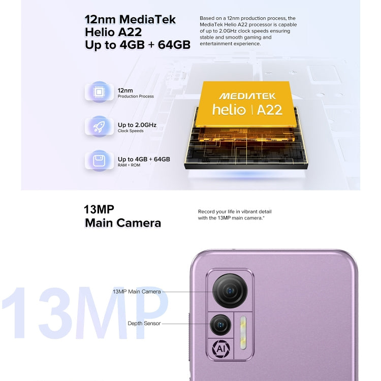 Ulefone Note 14, 6.52 inch, 4GB+64GB, Android 12, Quad Core up to 2.0GHz