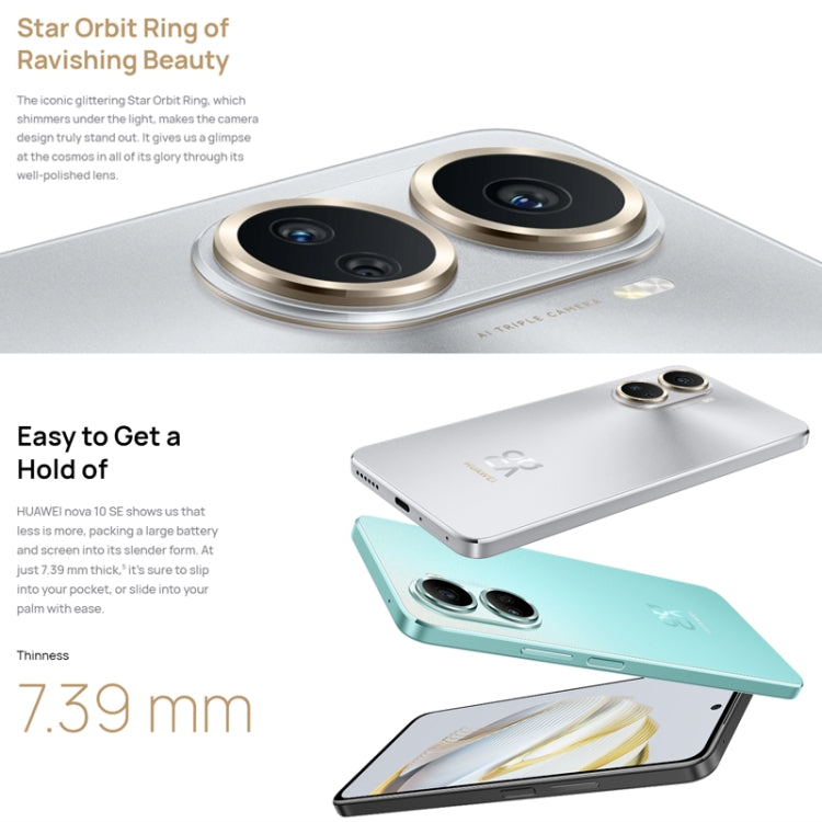 Triple Back Cameras + Single Front Camera, Side Fingerprint Identification, 6.67 inch HarmonyOS 2.0.1 Qualcomm Snapdragon 680 Octa Core, Network: 4G, OTG, NFC, Not Support Google Play, nova 10 SE 128GB