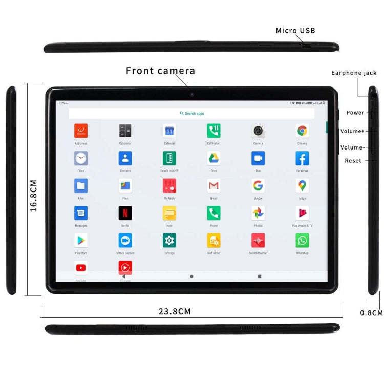 BDF S10 3G, Android 9.0, Dual SIM & Bluetooth & WiFi & GPS