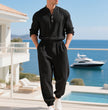 Men's Linen Long-sleeve Pants Set